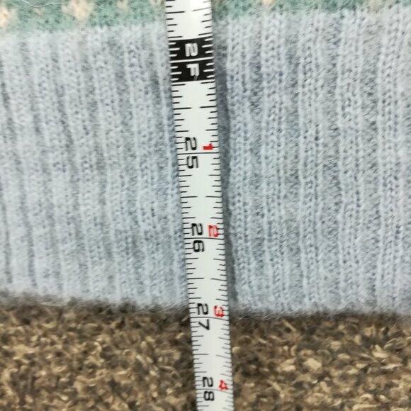 2021 J Crew Sweater Fair Isle Wool Alpaca Puff Sleeve Raglan Blue Womens Large - Picture 8 of 9